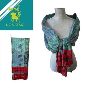 Karma Living Throw 15”x70” Braided Tassels Multicolor